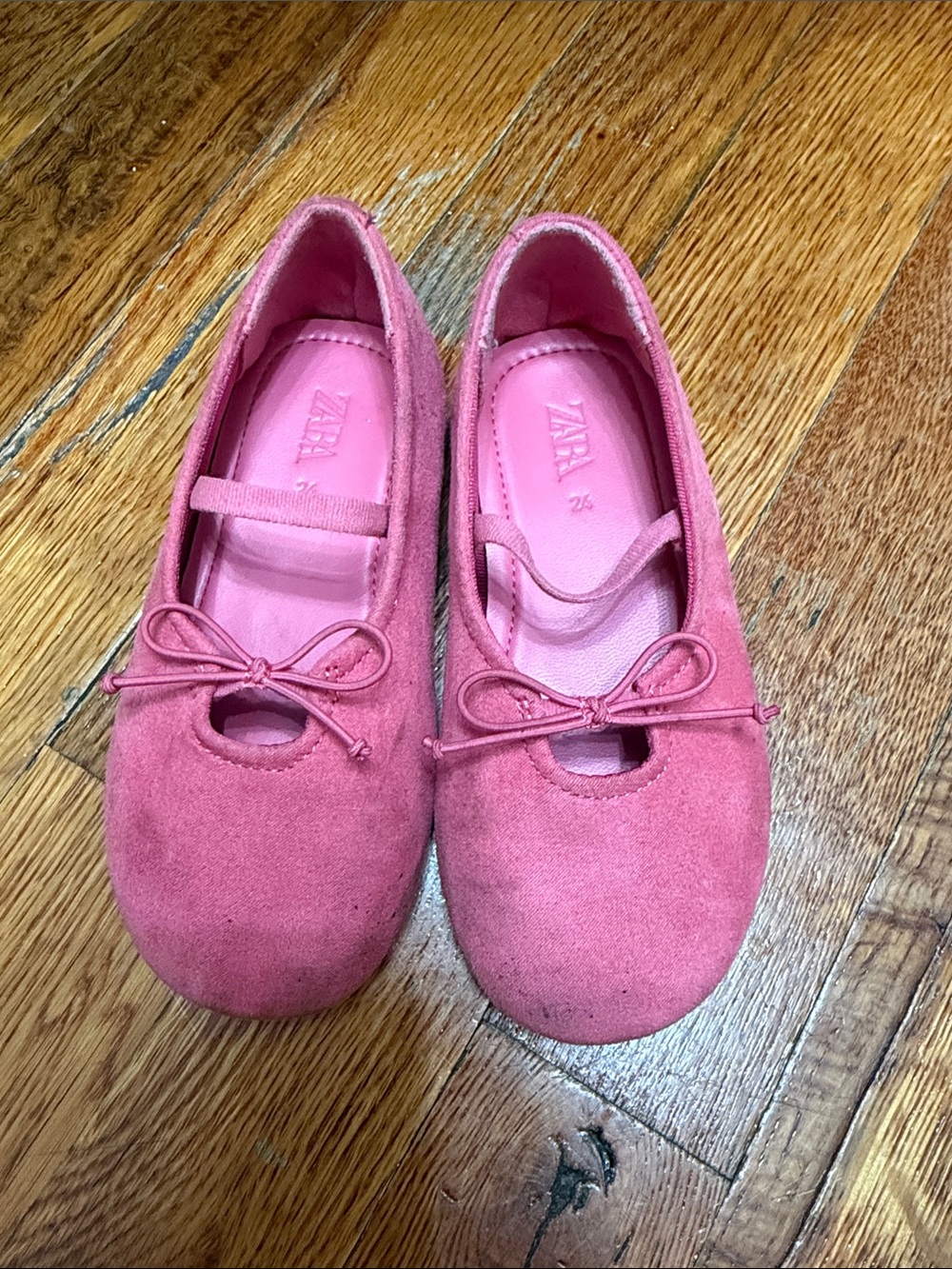 Zara Girls Pink Suede Mary Jane Flats